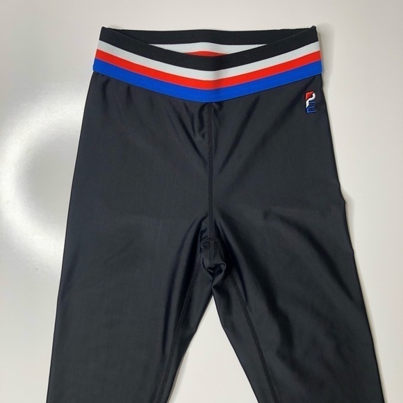 Rare P.E NATION Hell Fire Striped Band Black Stretchy Shiny Active Leggings - Picture 5 of 14